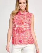 TT-10226-6 SLEEVELESS PRINTED BLOUSE PINK/MULTI