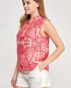 TT-10226-6 SLEEVELESS PRINTED BLOUSE PINK/MULTI