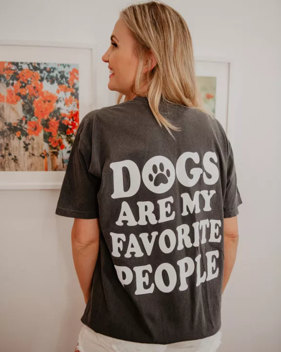 Dogs Are My Favorite People Wholesale Oversized Print Graphic Tee