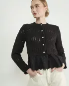 MAS3106 LACE BOTTOM POINTELLE KNIT CARDIGAN