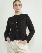 MAS3106 LACE BOTTOM POINTELLE KNIT CARDIGAN