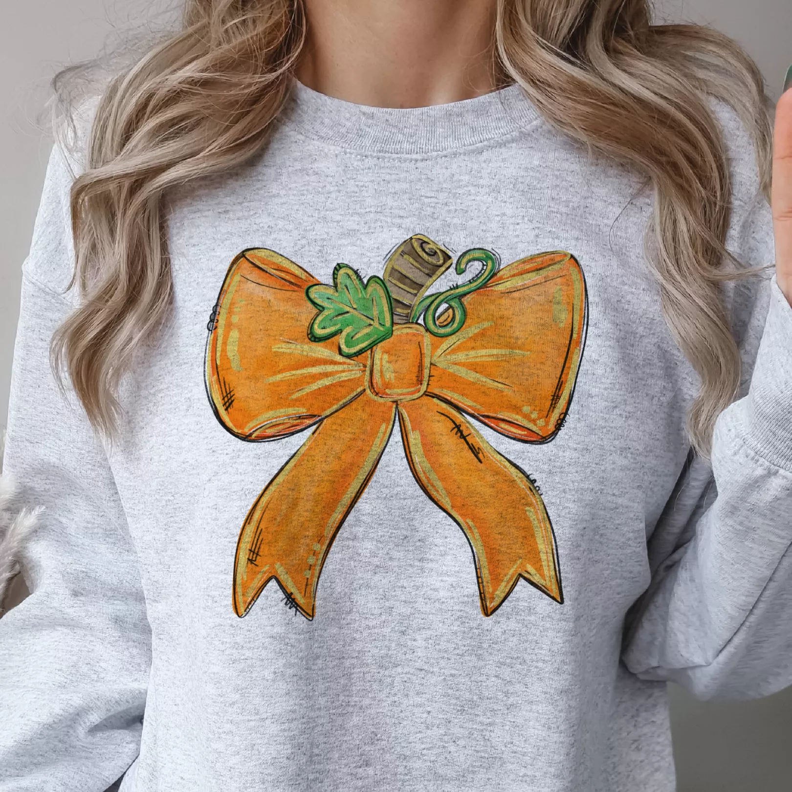 Coquette Pumpkin Fall Pumpkin Bow Graphic Sweatshirt
