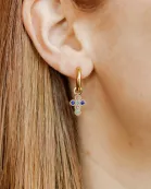 Huggie Charm Earrings - Esther Cross Multi