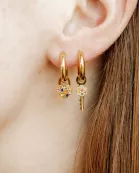 Huggie Charm Earrings - Lock and Key Gold