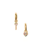 Huggie Charm Earrings - Lock and Key Gold