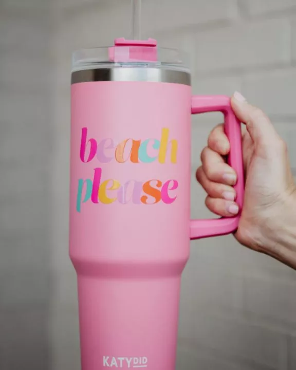Light Pink Beach Please Wholesale Tumbler Cup w/ Handle