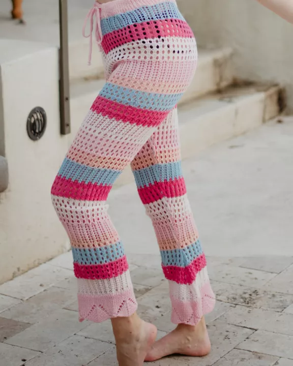 Pastel Stripes Wholesale Crochet Beach Women's Pants