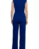 Tahari ASL Notch-Neck Sleeveless Crepe Flare Leg Back Zipper Jumpsuit