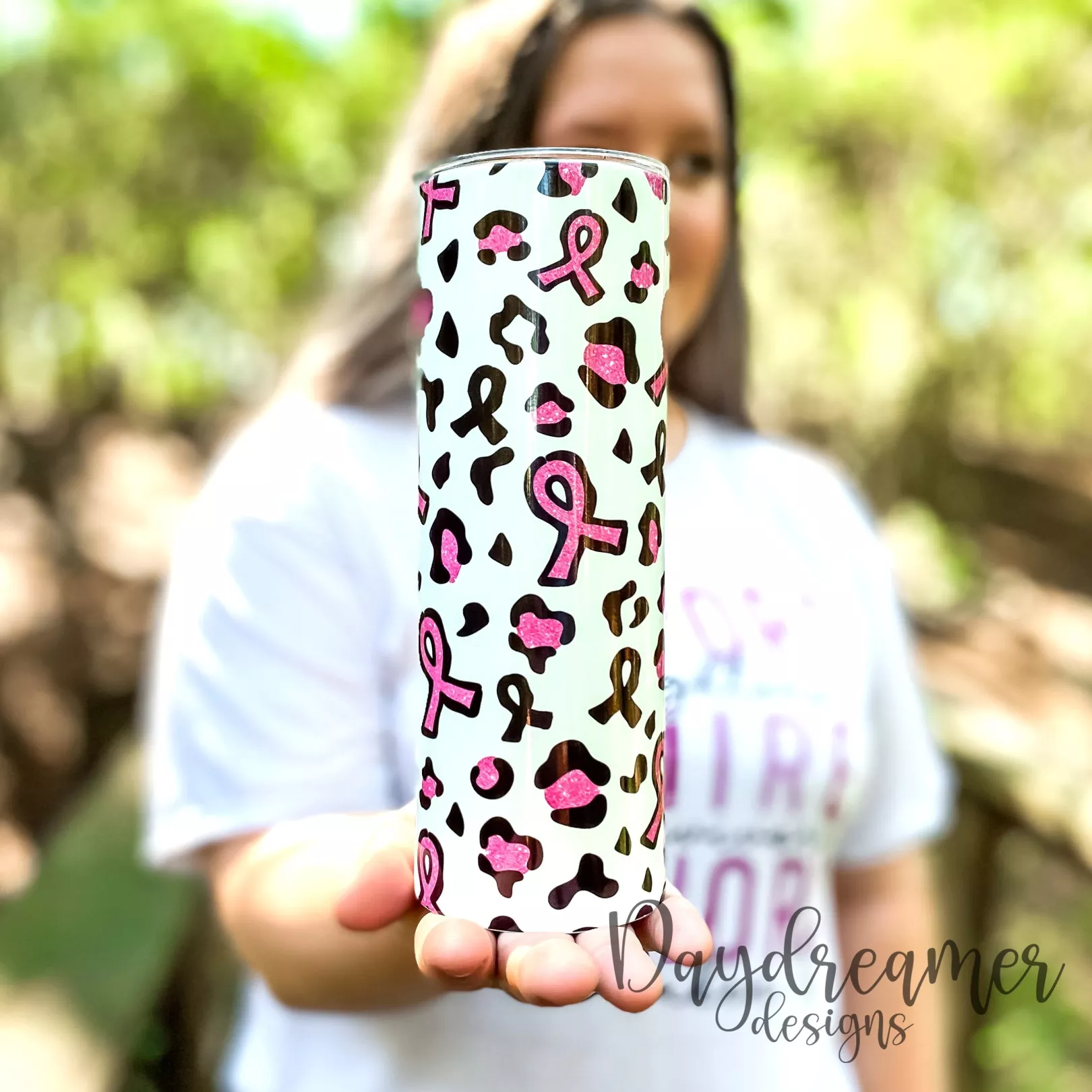 Leopard Breast Cancer Ribbon Tumbler