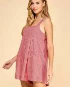 CP10089-Checkered Square Neckline Loose Romper