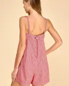 CP10089-Checkered Square Neckline Loose Romper