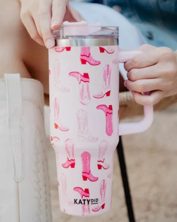 Light Pink Western Boots Wholesale Tumbler Cup w/ Handle