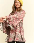 VINTAGE FLORAL PRINT TUNIC TOP