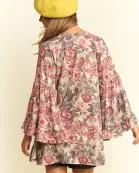 VINTAGE FLORAL PRINT TUNIC TOP