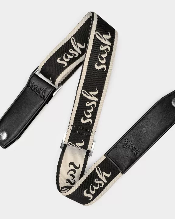 Black/Tan Sash Logo Strap