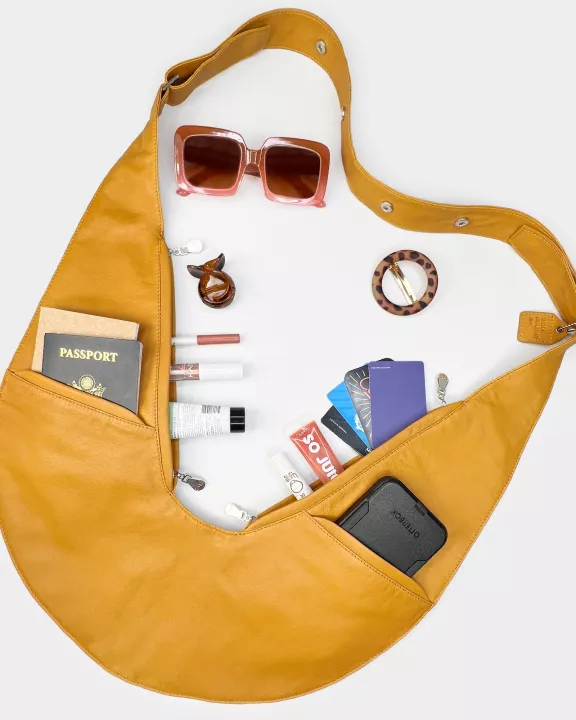 Turmeric Leather Sash Bag