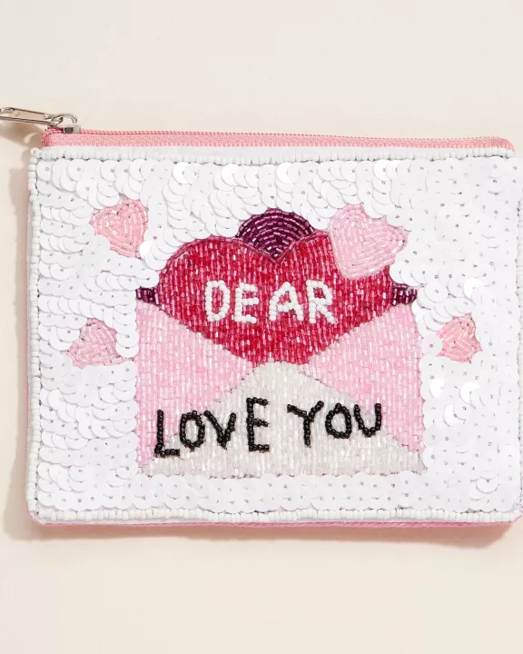 Beaded Love Letter Zip Pouch – Sweet & Sentimental Clutch for Any Occasion