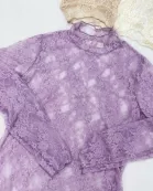 Floral print lace long sleeves top