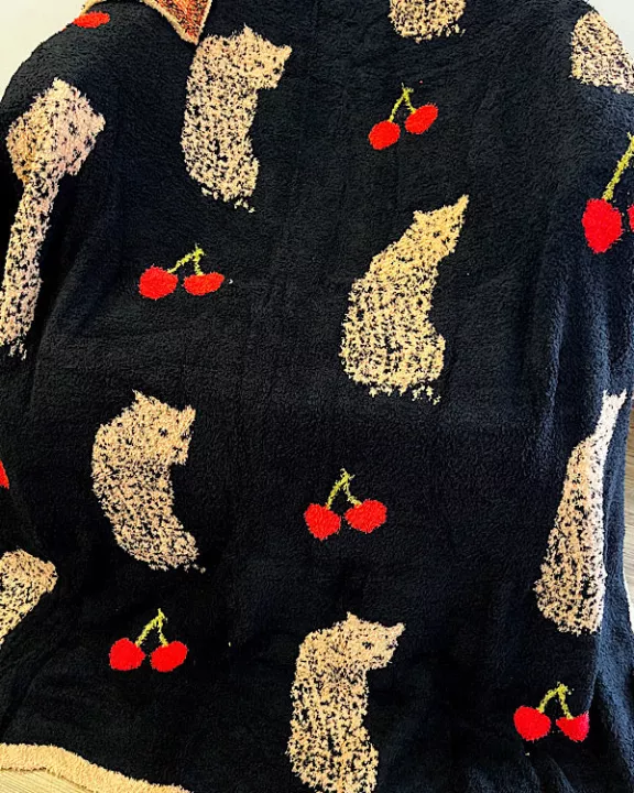 Cheetah with Cherries Luxury Blanket