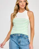 RT-4031-6 STRIPED KNIT TANK TOP MINT
