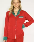 Textured Satin Holiday Pajama Set