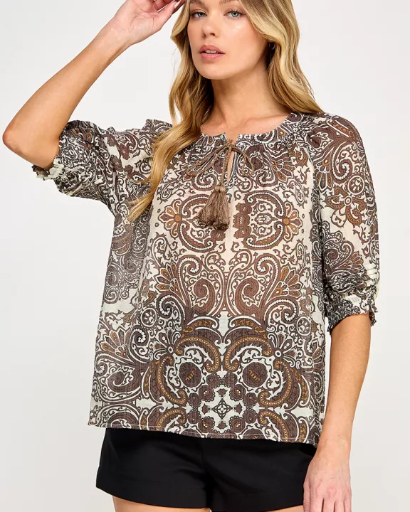 RT-4009-6 SHORT SLEEVE PEASANT BLOUSE