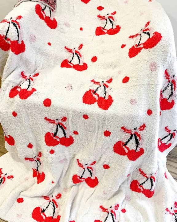 Cherries with Bow Luxury Blanket