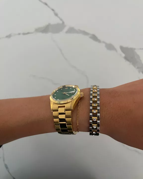 DIAMOND TWO TONED WATCH BAND BRACELET