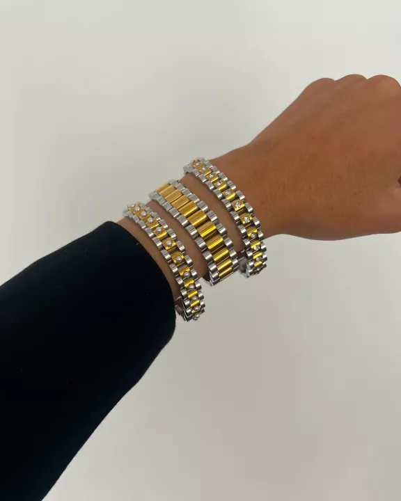 PEARL TWO TONED WATCH BAND BRACELET