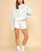 CP10135-Camouflage Print High Waisted Sweat Short