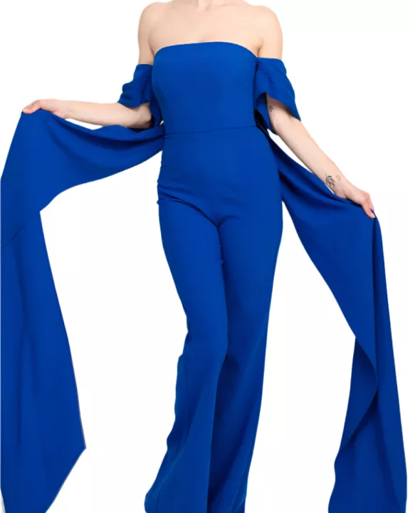 Jovani off the shoulder scuba crepe jumpsuit