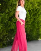 50067 - Wide Leg Textured Pants with Pockets