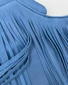 Ceramic Blue Fringe Leather Sash Bag