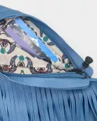 Ceramic Blue Fringe Leather Sash Bag