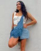 Ceramic Blue Fringe Leather Sash Bag