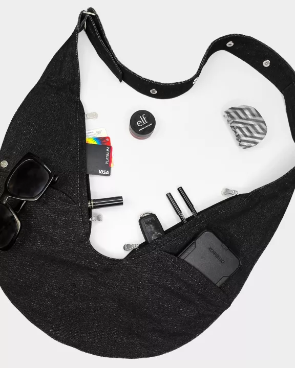 Black Denim Sash Bag