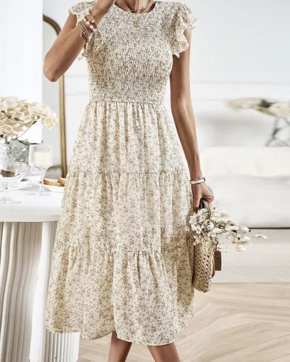 Floral Print Smocked Dress