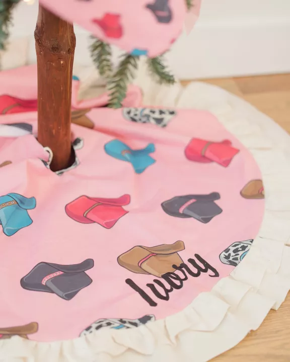 Pink Cowboy Hat Christmas Tree Skirt