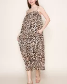 ANIMAL PRINT LEOPARD STRAP MIDI SLIP DRESS- SDD6372
