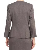 NYP Suits Crew Neck Long Sleeve 3 Button Pockets Zipper Back Slit Back Crepe Skirt Suit