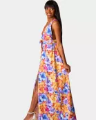 Zena Plunging Neck Maxi Dress - Pansy