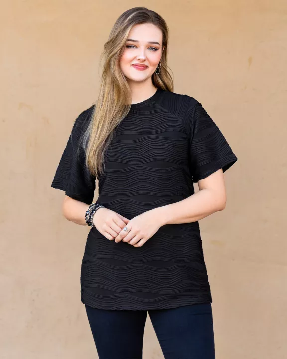 50081 - Textured Half Sleeve Top with slits