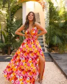 Zena Plunging Neck Maxi Dress - Sunshine