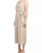 Emma & Michele V-Neck Sleeveless Tie Side Solid Pockets Crepe Jumpsuit