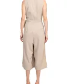 Emma & Michele V-Neck Sleeveless Tie Side Solid Pockets Crepe Jumpsuit