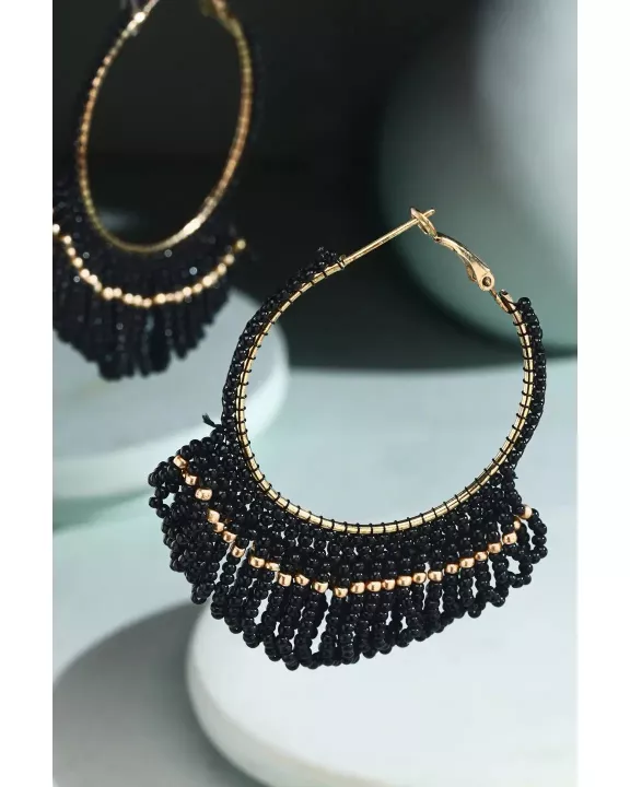 Seed Bead Loop Tassle Earrings