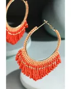Seed Bead Loop Tassle Earrings