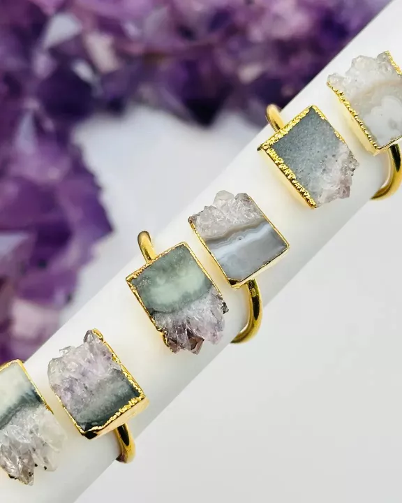 Crystal Ring Amethyst Double Slice