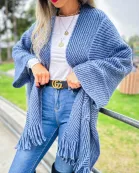 Chevron Ruana with Pockets