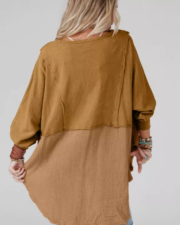 Crinkle High/Low Oversized Blouse